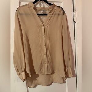 Haute Hippie Sheer Pleated Silk Blouse Size Medium